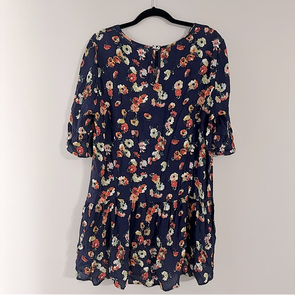 Pleione Colourful Floral Flowy Navy Lightweight Tunic - Picture 2 of 3